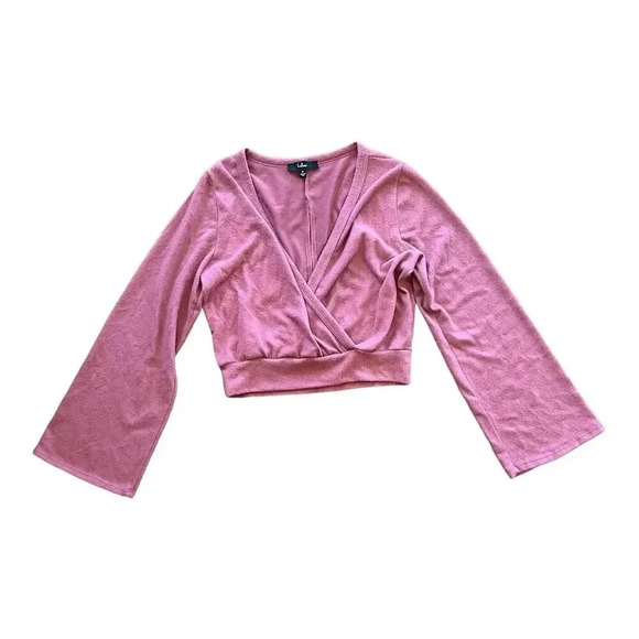 Lulus Pink Back to the Trend Long Bell Sleeve Keyhole Back Top M - Picture 2 of 7